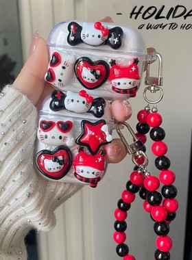 卡通暗黑kitty猫JBL TNUE FLEX蓝牙耳机壳T280 X2女WAVE BEAM/T230/WAVEFLEX保护套COMPACT小精灵c260保护壳