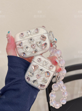 粉色水钻适用oppo enco air4pro耳机保护壳X2透明Ferr4蓝牙保护套R4女air3i软壳clip链条air2pro防摔X3硅胶