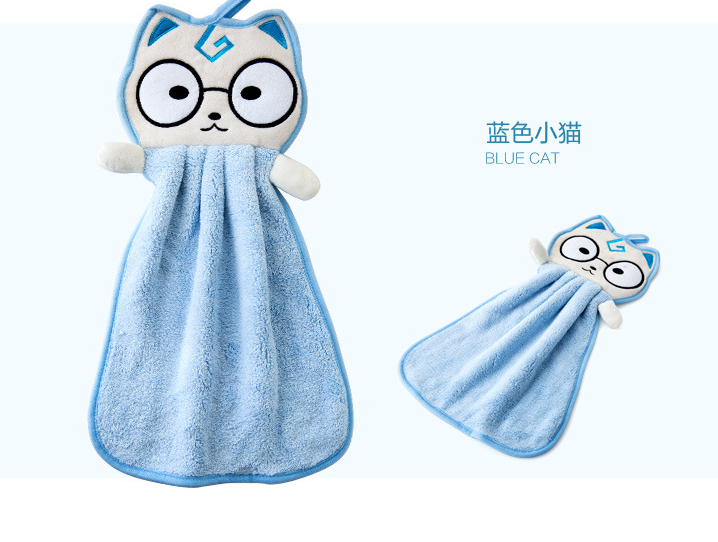 可挂式加厚擦手巾厨房不掉毛卡通抹布超强吸水毛巾儿童可爱擦手布