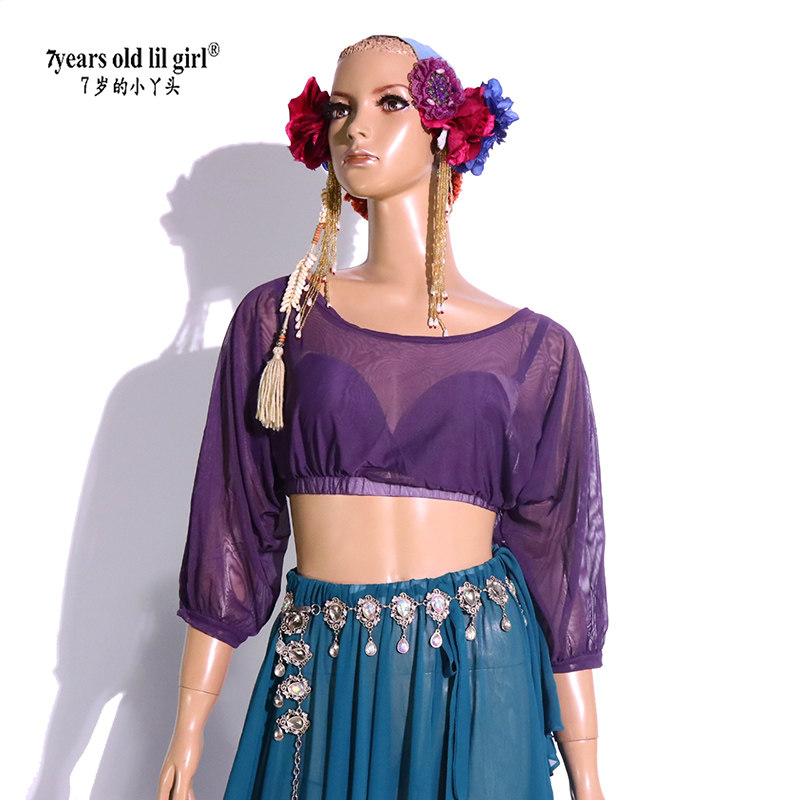 肚皮舞2019春夏新款德国水沙蝙蝠袖小上衣设计师品牌BF58