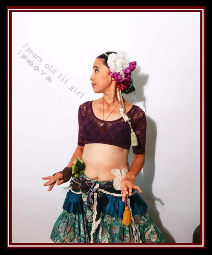 ATS肚皮舞choli2019年新款韩国蕾丝大圆领露背5分袖上衣DDX04