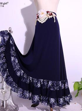 Flamengo佛朗明哥西班牙舞裙半身裙品牌设计蕾丝花边双层 EKK19