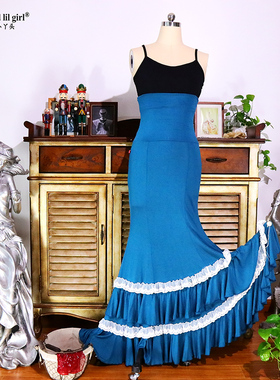 舞蹈服饰品牌设计热销进口挪威麻佛朗明哥舞裙2021秋冬新款DDT18