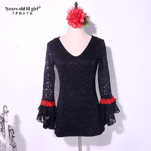 7yearsoldlilgirl品牌肚皮舞练功服新款蕾丝弗拉门戈上衣HGG02