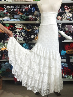 弗拉门戈舞裙练习裙佛朗明哥高弹蕾丝鱼尾裙蛋糕裙荷叶边 EX09