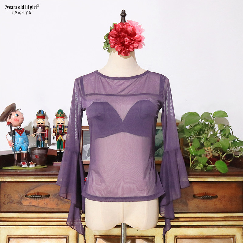 7yearsoldlilgirl品牌肚皮舞上装练功服新款网纱弗拉门戈上衣WD03