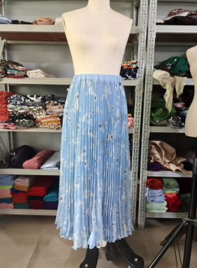 肚皮舞意大利复古皱褶雪纺百褶纱裙休闲装品牌设计HS21