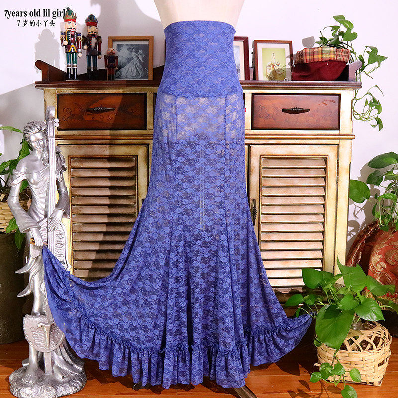 舞蹈服新款肚皮舞下装练功服韩国蕾丝包臀裙品牌设计DDT21