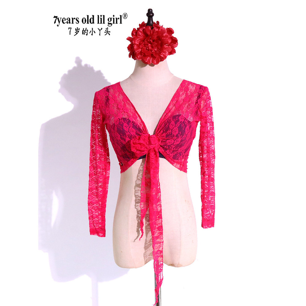 *捡漏特惠商品*肚皮舞春夏练功演出舞蹈服蕾丝9分袖DM01