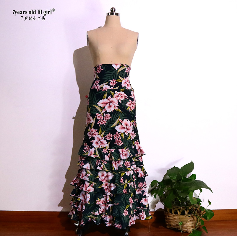 舞蹈服弗拉明戈舞裙西班牙半身裙2023新款7层荷叶蛋糕裙 dtt12