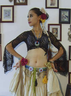 舞蹈服品牌设计肚皮舞蕾丝上衣韩国蕾丝开襟垂袖小上衣  DL01 2