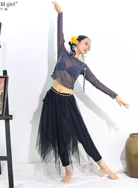 外贸芭蕾舞女装2019新款意大利网纱飘逸长身上衣直销DII01