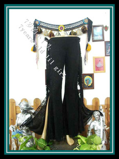 肚皮舞7岁的小丫头氨纶裤子套装韩国蕾丝双层挂带尖角喇叭裤新品