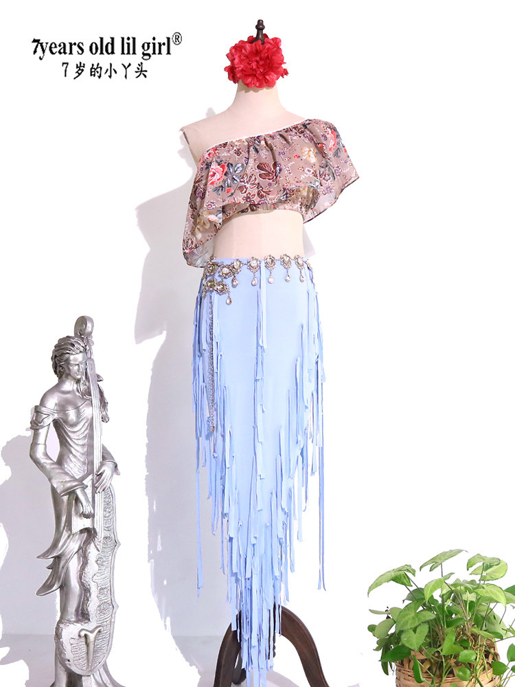 肚皮舞包臀裙2023春夏新款大师款波西米亚高弹流苏胯裙BL252