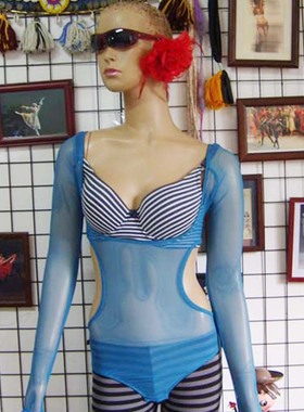 直销肚皮舞台湾水纱托胸扣指高凹侧连体衣窈窕动人身姿 CQ58