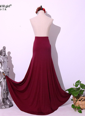 西班牙弗拉明戈Flamengo舞裙演出服练功服小拖尾群对色选HHH02