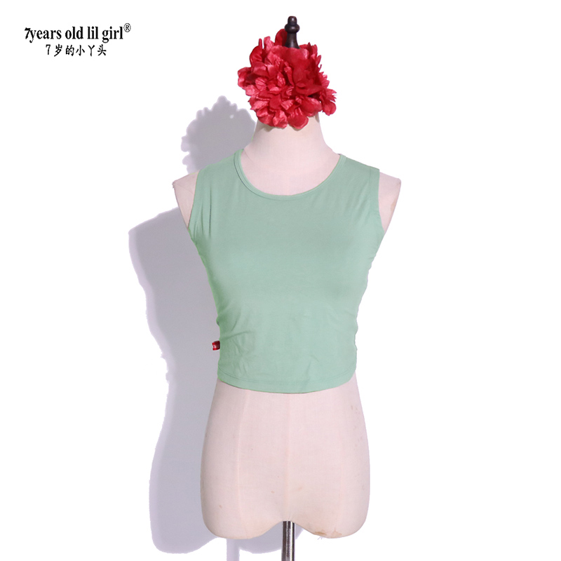 瑜伽肚皮舞上衣女夏季新款莫代尔人棉两边抽皱小背心白色热卖H121