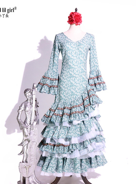 定做热销Flamenco 佛朗明哥春服flamenco西班牙舞裙 连衣裙ENE07