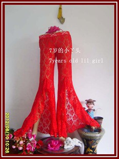 肚皮舞新款7岁的小丫头裤子韩国蕾丝前衩荷叶边喇叭裤 品牌DU05