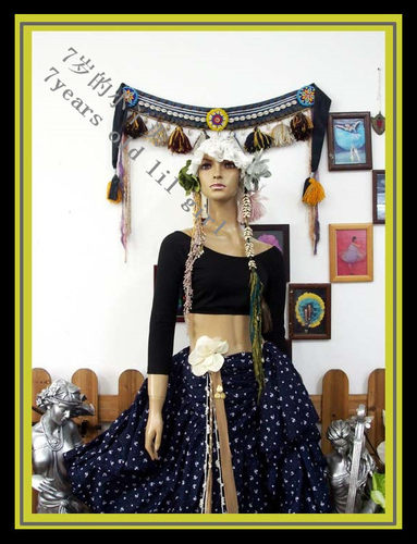 瑜珈肚皮舞上衣女一字肩进口弹力棉露肩中袖热卖AS50