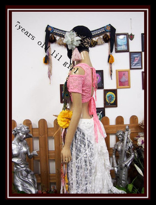 ATS肚皮舞新品韩国蕾丝V领露背开肩短袖choli露肩上衣DQ80