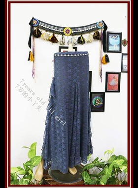 肚皮舞练功演出服英式蕾丝双侧衩荷叶边包臀裙 品牌DDH01