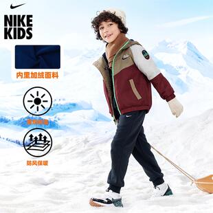 nike耐克童装儿童运动夹棉夹克2025冬季新款男童连帽保暖上衣外套