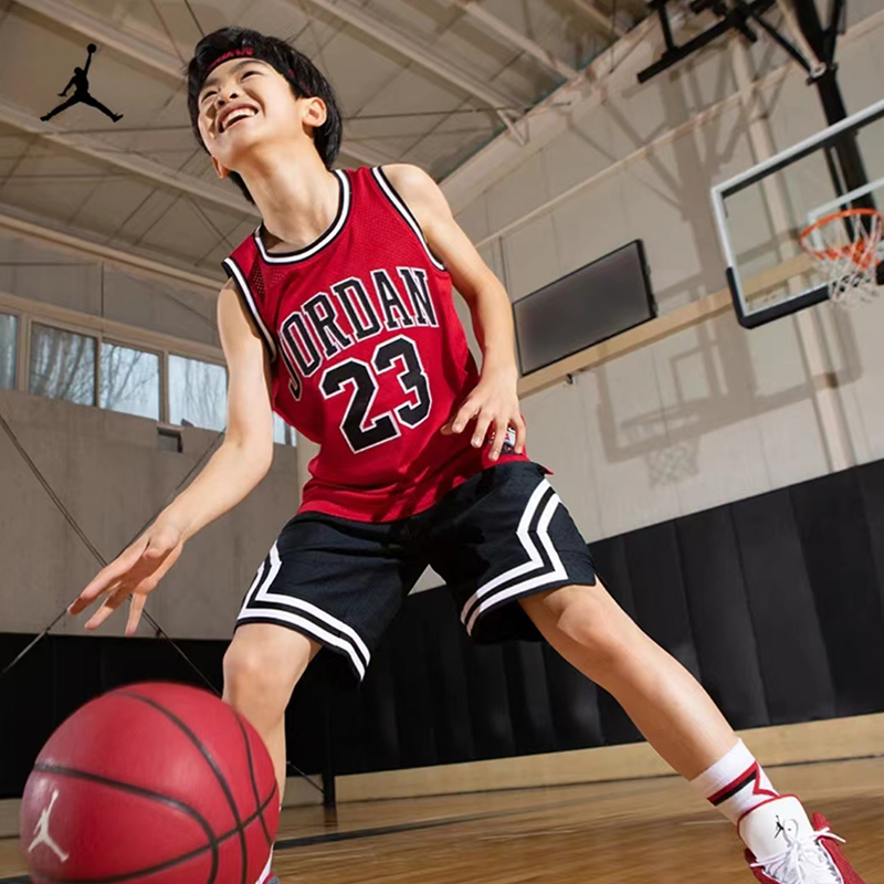 Nike Air Jordan耐克男童23号篮球服背心24夏季款儿童运动速干T恤