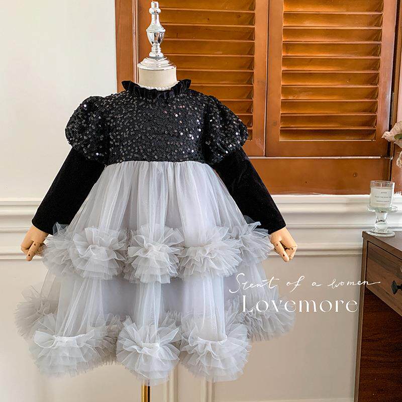 英国Next Naive女童公主裙秋冬儿童加绒时尚网纱生日礼服裙蓬蓬裙