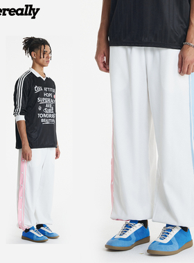 SUPEREALLY排扣裤撞色情侣四季宽松透气休闲百搭