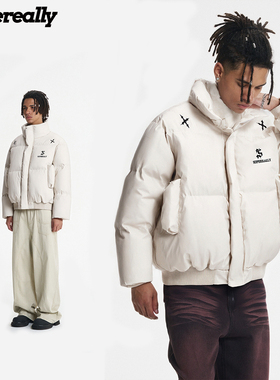 Supereally  潮流潮牌个性简约休闲百搭立领保暖宽松男女同款棉服