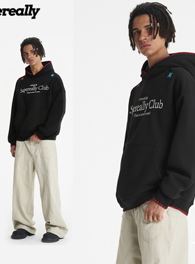 SUPEREALLY陈浚铭 张嘉元同款花瓣鲨鱼套头连帽美式百搭纯色卫衣