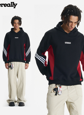 SUPEREALLY 陈思罕同款美式多结构条纹撞色百搭宽松休闲落肩卫衣