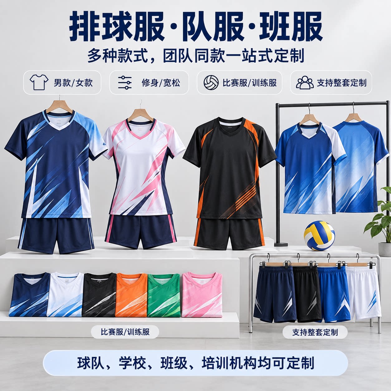定制排球服套装男女款全身速干排球衣团队比赛球服训练队服印字号图片