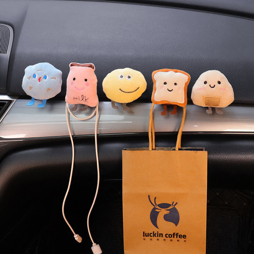 汽车车载粘贴式黑色挂钩毛绒公仔