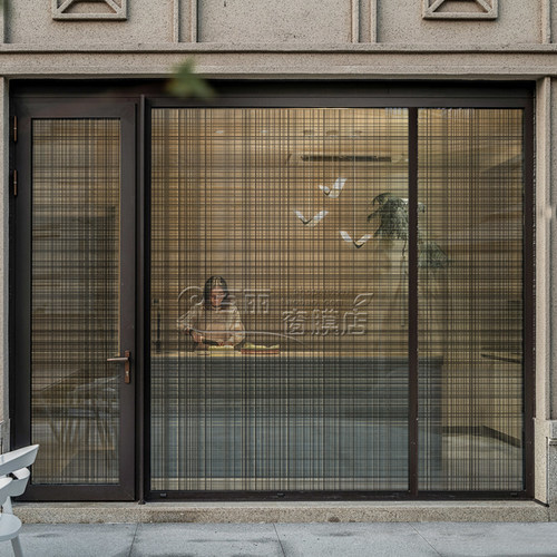 夹丝简约拉丝黑金布纹玻璃装饰膜