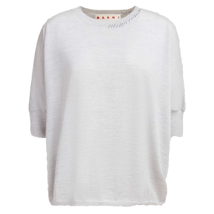 【6期免息】MARNI 女士LOGO缝线短袖针织衫