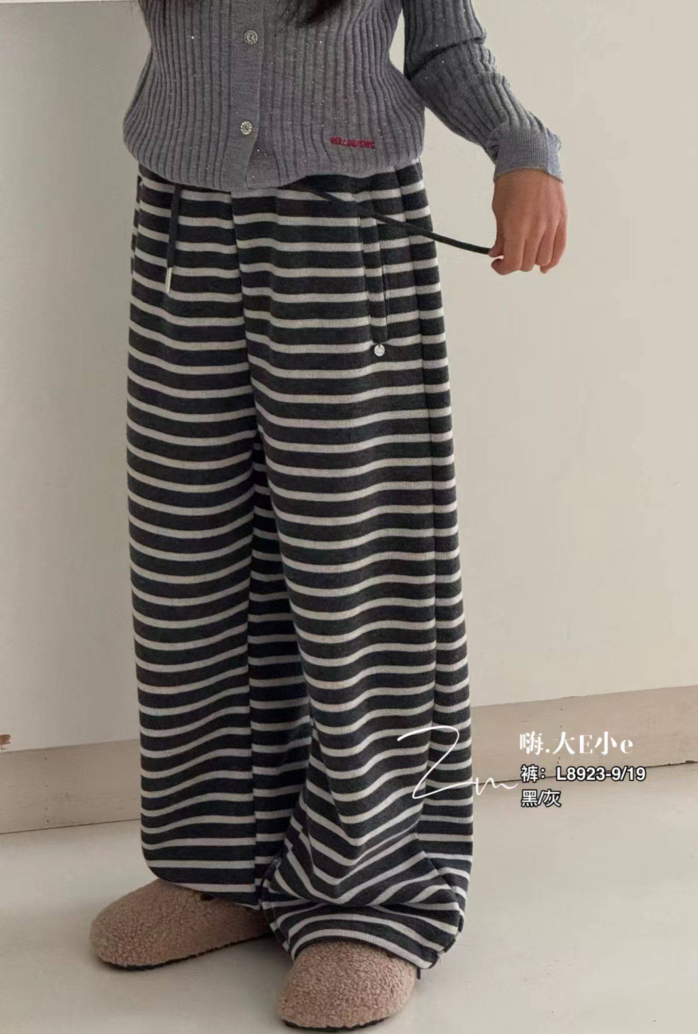 断码清仓 大E小e童装2025年冬款女童韩版宽松条纹一体绒阔腿裤,童装/婴儿装/亲子装,裤子,淘宝优惠券,粉丝福利购,淘宝优惠卷