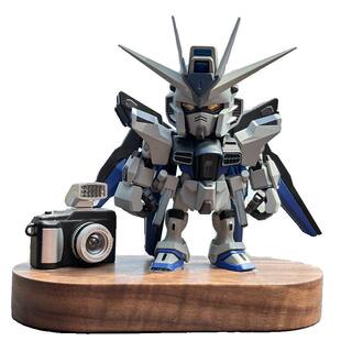 正品高达车载创意中控台摆件无限正义自由飞翼胡桃木底座新车礼物