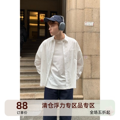 尖领长袖拼接锦棉长袖衬衫