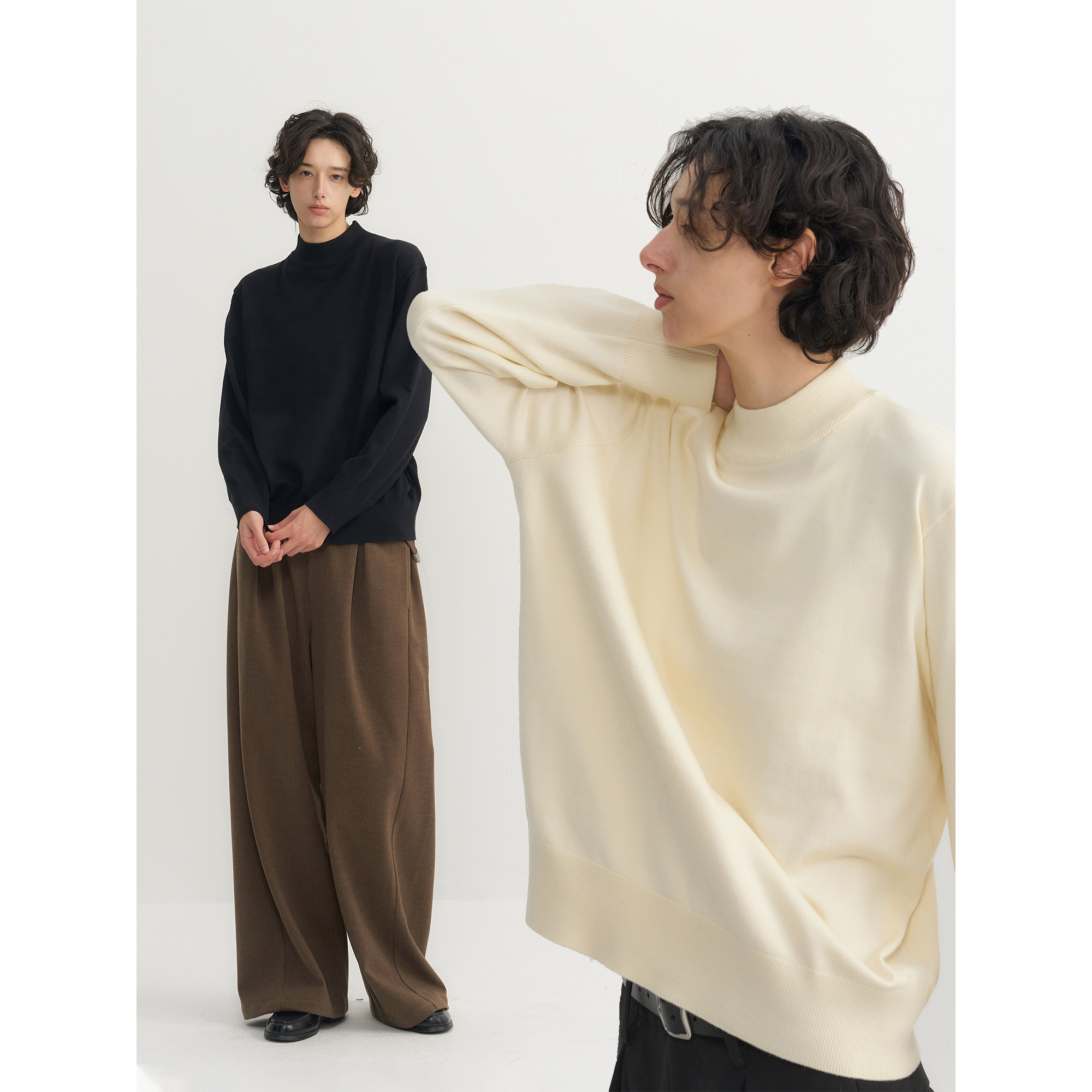 可乐生活CARPEM 抗起球 软糯半高领打底毛衣秋冬纯色内搭针织衫