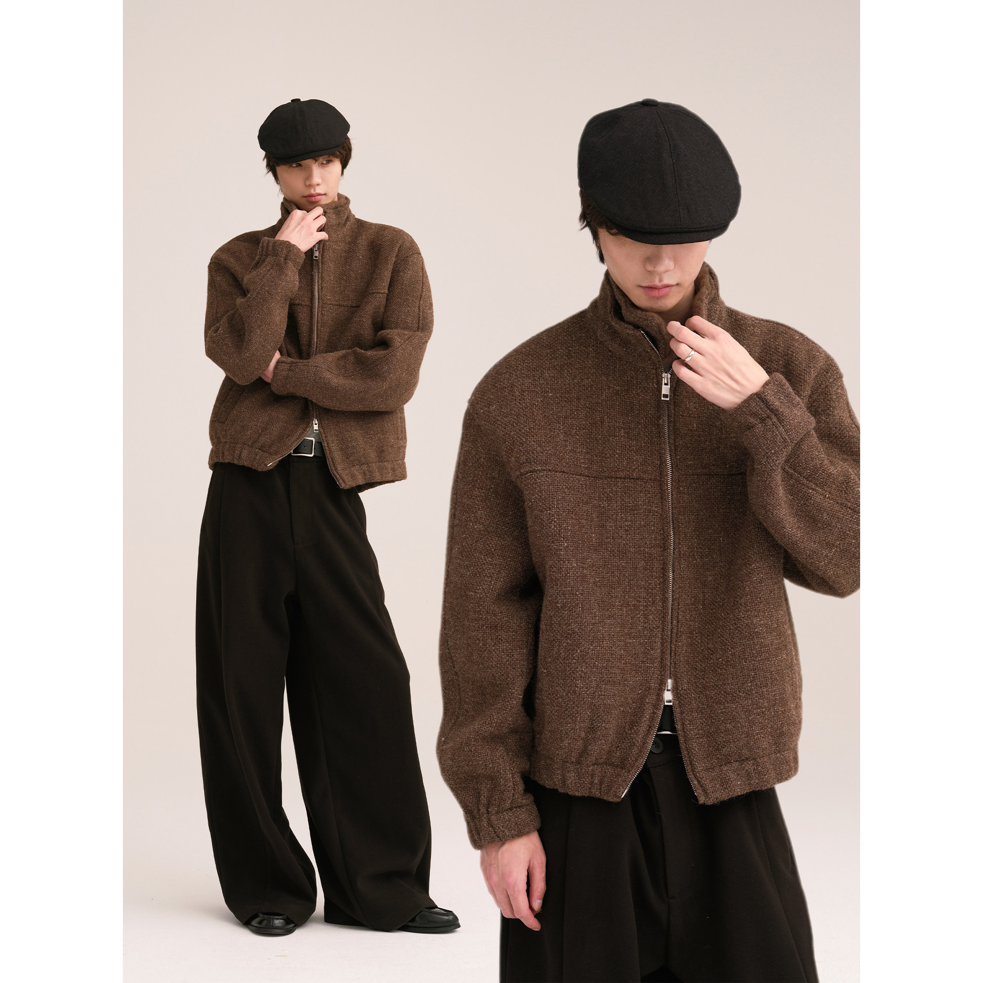 可乐生活CARPEM 羊毛亚麻混纺一体绒粗织简约高级感短款外套,男装,夹克,淘宝优惠券,粉丝福利购,淘宝优惠卷