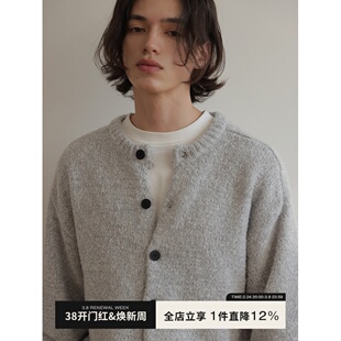 可乐生活CARPEM 厚实短款开衫毛衣百搭宽松慵懒感纯色针织外套