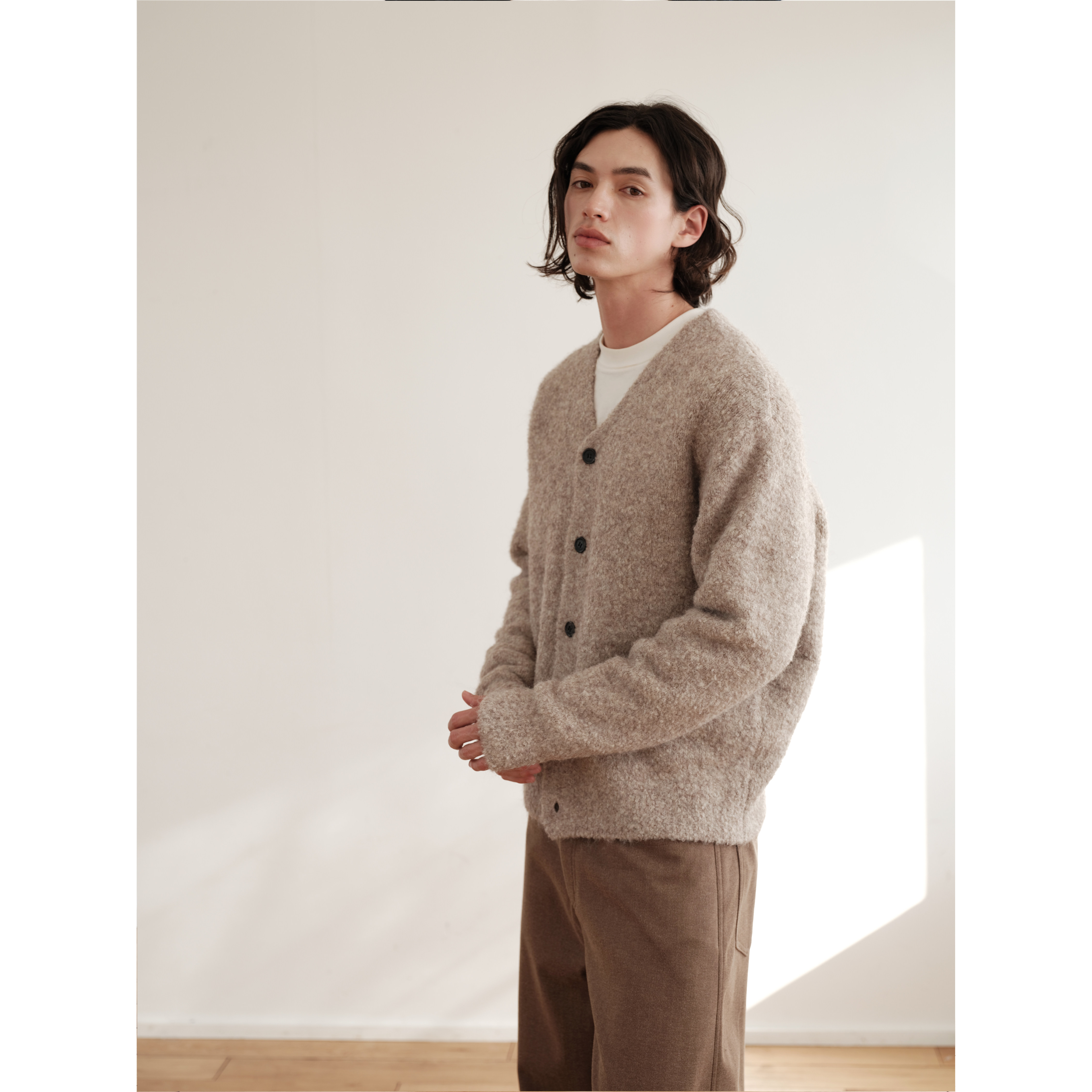 可乐生活CARPEM 羊毛混纺V领圈圈纱开衫毛衣冬松弛慵懒风针织外套,男装,针织衫/毛衣,淘宝优惠券,粉丝福利购,淘宝优惠卷