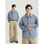 可乐生活CARPEM 100%棉高密织浅蓝miu系格子衬衫