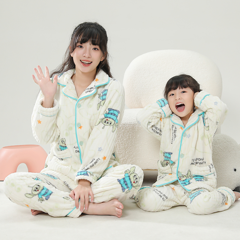 亲子装秋冬法兰绒睡衣