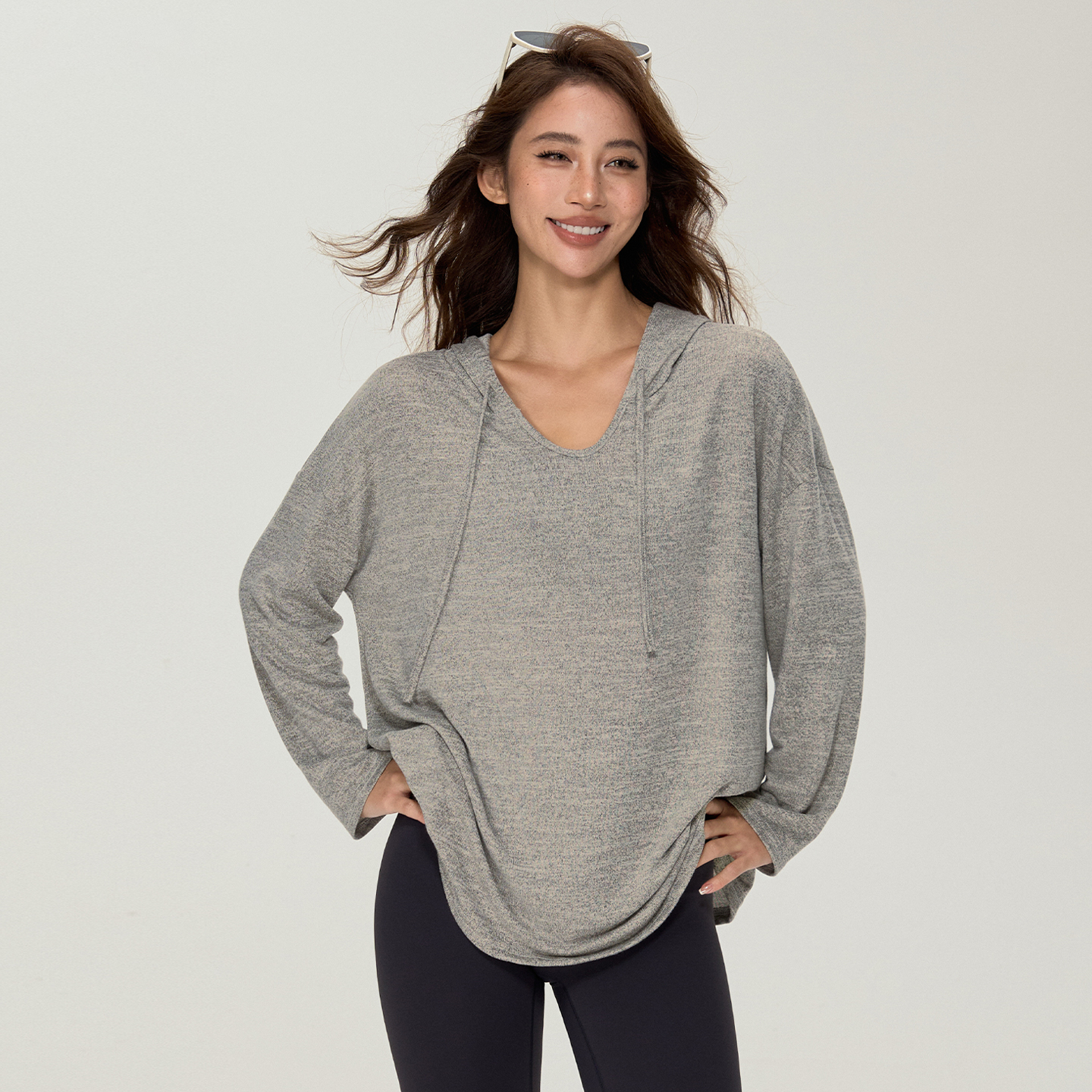 时尚休闲百搭瑜伽长袖罩衫女