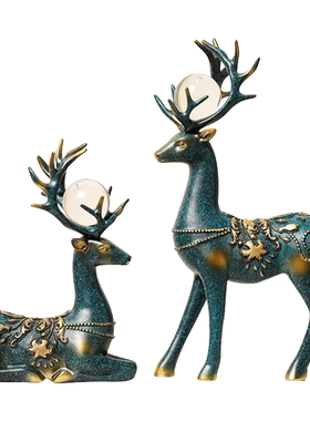 序强树脂现代玄关鹿摆件装饰品