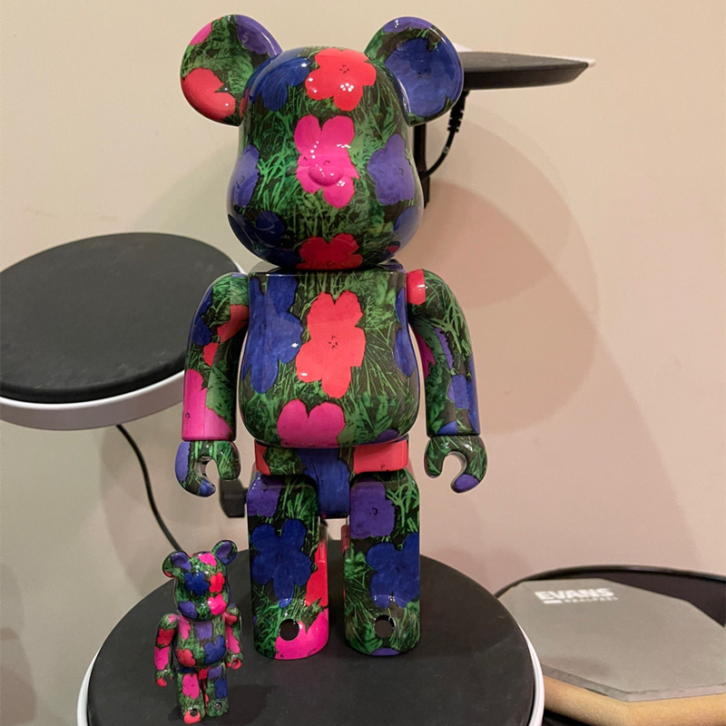 暴力熊bearbrick摆件安迪沃霍尔花卉andywarhol积木熊公仔手办