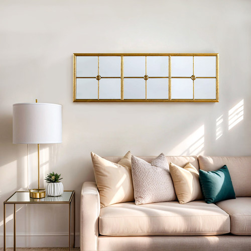 你可居法式装饰镜玄关餐厅客厅墙面轻奢金色复古壁挂格子镜子